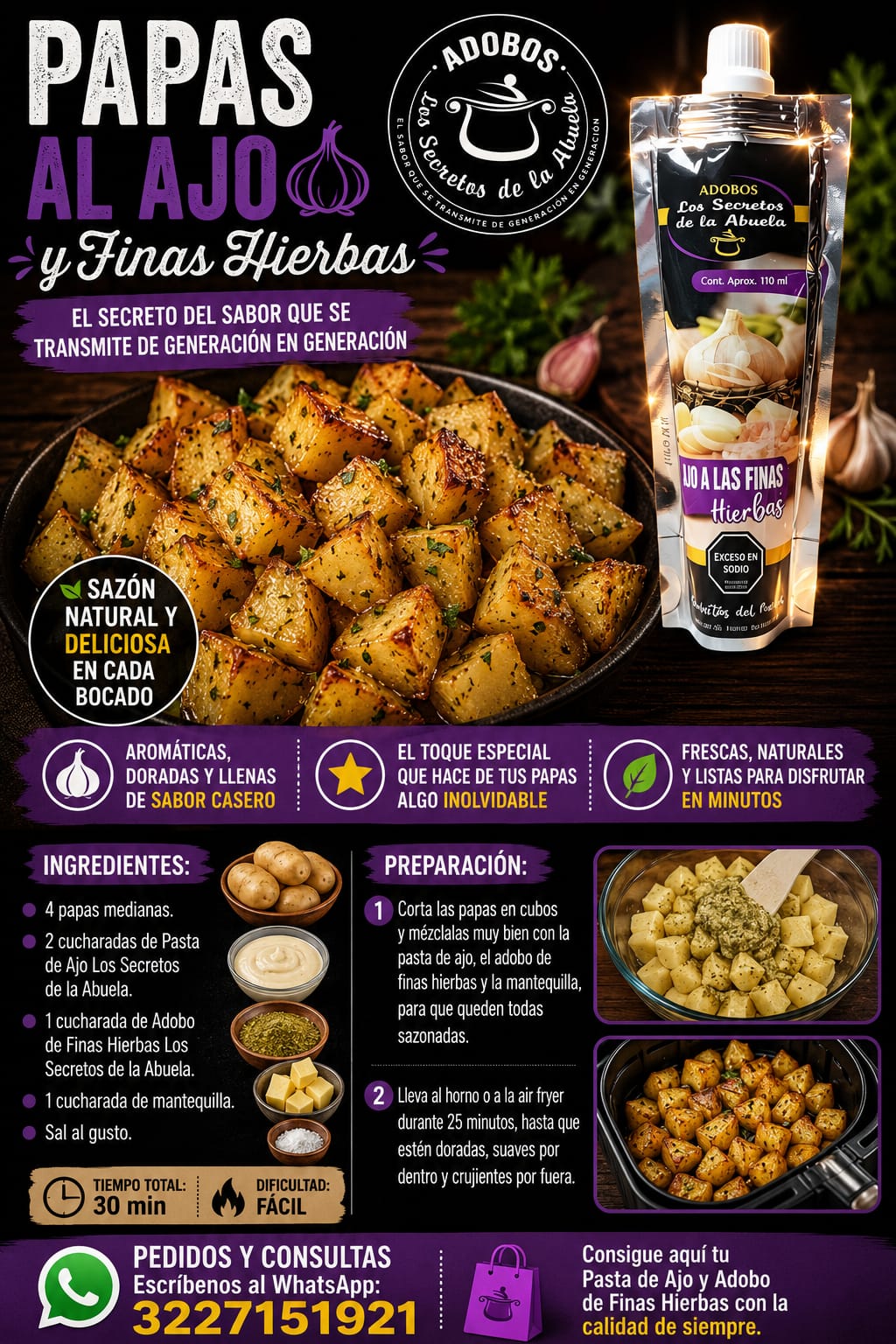 Papas al ajo y finas hierbas 