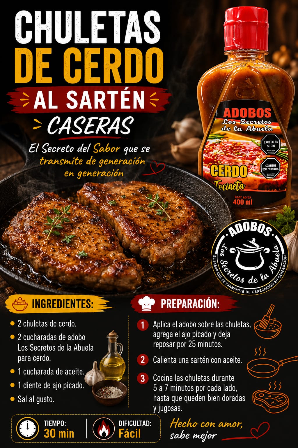 Chuletas de cerdo al sarten